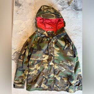 Jack and Jones Camo Raincoat with Red Lining